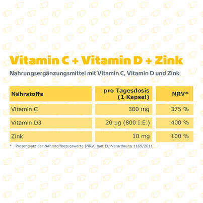R(h)ein Nutrition Vitamin C + D3 + Zink Immunsystem Ultra Kapseln, A-Nr.: 5987270 - 08