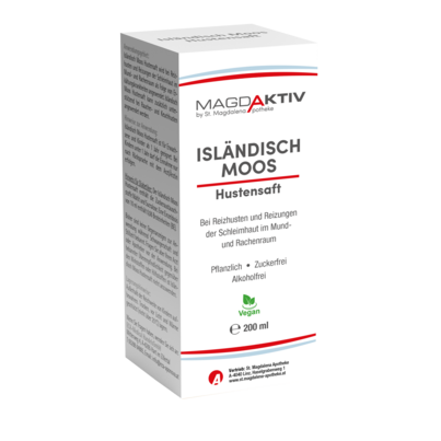 Sie sehen eine Packung Magdaktiv ISLÄNDISCH MOOS HUSTENSAFT, 200ml, Produktbild: 01 Magdaktiv ISLÄNDISCH MOOS HUSTENSAFT, 200ml, A-Nr.: 8068279 - 01