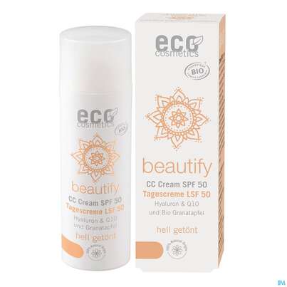 Sie sehen eine Packung Eco Cosmetics Bio/gesichtspflege Opc/q10/hyaluron Cc Creme Lsf50 Hell 50ml, Produktbild: 01 Eco Cosmetics Bio/gesichtspflege Opc/q10/hyaluron Cc Creme Lsf50 Hell 50ml, A-Nr.: 4862773 - 01