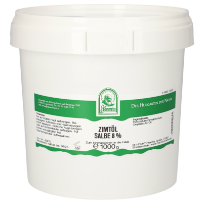 Sie sehen eine Packung ZIMTOEL SALBE 8% 1000 G, Produktbild: 01 ZIMTOEL SALBE 8% 1000 G, A-Nr.: 5340433 - 01