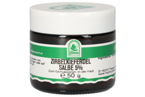 Sie sehen eine Packung ZIRBELKIEFEROEL SALBE 5% 50 G, Produktbild: 01 ZIRBELKIEFEROEL SALBE 5% 50 G, A-Nr.: 5358137 - 01