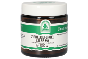 Sie sehen eine Packung ZIRBELKIEFEROEL SALBE 5% 100 G, Produktbild: 01 ZIRBELKIEFEROEL SALBE 5% 100 G, A-Nr.: 5358143 - 01