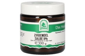 Sie sehen eine Packung ZIRBENOEL SALBE 5% 100 G, Produktbild: 01 ZIRBENOEL SALBE 5% 100 G, A-Nr.: 5358189 - 01