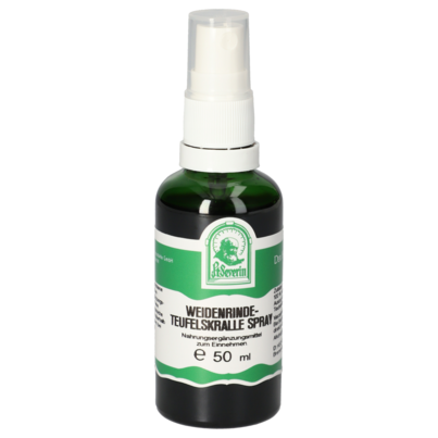 Sie sehen eine Packung WEIDENRINDE-TEUFELSKRALLE SPRAY 50 ML, Produktbild: 01 WEIDENRINDE-TEUFELSKRALLE SPRAY 50 ML, A-Nr.: 5719285 - 01