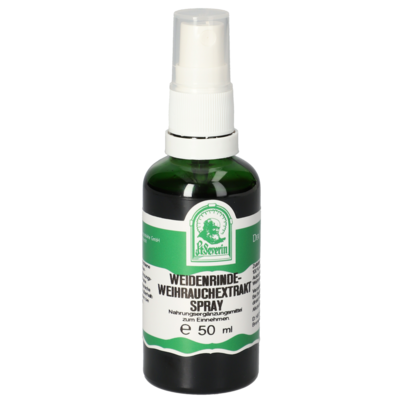 Sie sehen eine Packung WEIDENRINDE-WEIHRAUCHEXTRAKT SPRAY 50 ML, Produktbild: 01 WEIDENRINDE-WEIHRAUCHEXTRAKT SPRAY 50 ML, A-Nr.: 5719339 - 01