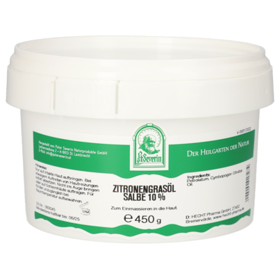 Sie sehen eine Packung ZITRONENGRASOEL 10% SALBE 450 G, Produktbild: 01 ZITRONENGRASOEL 10% SALBE 450 G, A-Nr.: 5677316 - 01