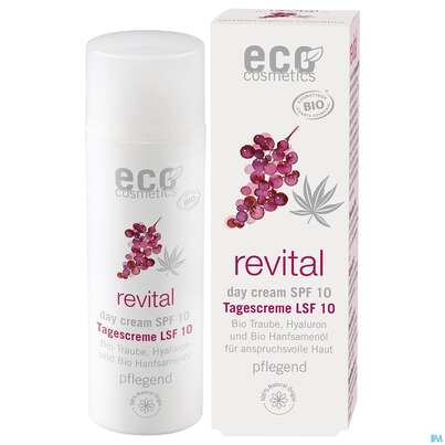 Sie sehen eine Packung Eco Cosmetics Revital Linie Revital Tagescreme Lsf 1 50ml, Produktbild: 02 Eco Cosmetics Revital Linie Revital Tagescreme Lsf 1 50ml, A-Nr.: 5774775 - 02