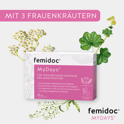 Sie sehen eine Packung femidoc® MyDays®, Produktbild: 03 femidoc® MyDays®, A-Nr.: 5082445 - 03