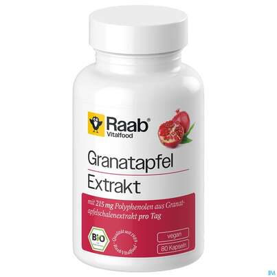 Sie sehen eine Packung Raab Bio Granatapfel Extrakt Kapseln 80 Kapseln, Produktbild: 02 Raab Bio Granatapfel Extrakt Kapseln 80 Kapseln, A-Nr.: 5225991 - 02