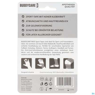 Sie sehen eine Packung Tape Buddycare/med/sport Latexfrei 3,8cmx 10m Weiss 1st, Produktbild: 03 Tape Buddycare/med/sport Latexfrei 3,8cmx 10m Weiss 1st, A-Nr.: 5845009 - 03