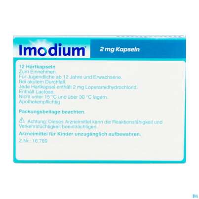 Sie sehen eine Packung Imodium Kapseln 2mg 12st, Produktbild: 06 Imodium Kapseln 2mg 12st, A-Nr.: 5510740 - 06
