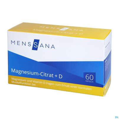 Magnesium Citrat +d Kapseln Menssana 60st, A-Nr.: 4358566 - 03