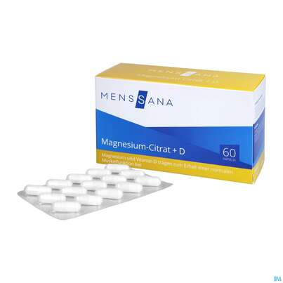 Magnesium Citrat +d Kapseln Menssana 60st, A-Nr.: 4358566 - 04
