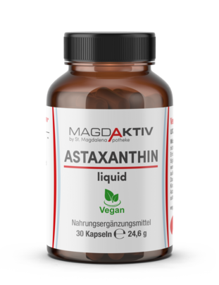 Sie sehen eine Packung Magdaktiv ASTAXANTHIN LIQUID Kapseln, 30Stk., Produktbild: 01 Magdaktiv ASTAXANTHIN LIQUID Kapseln, 30Stk., A-Nr.: 8076468 - 01