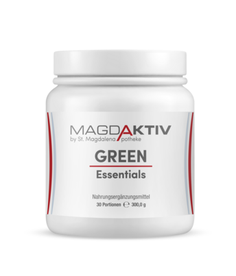 Sie sehen eine Packung Magdaktiv GREEN ESSENTIALS Pulver, 300g, Produktbild: 01 Magdaktiv GREEN ESSENTIALS Pulver, 300g, A-Nr.: 8078332 - 01