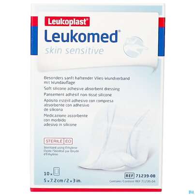 Wundverband Leukomed/skin Sensitive Vliesverband +auflage Steril 5x 7,2cm 10st, A-Nr.: 5609036 - 02
