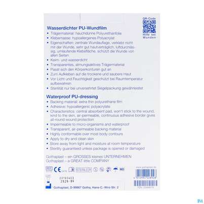 Wundverband Gota-por Pu-wundfilm Steril Wasserfest 150x100mm 5st, A-Nr.: 2982295 - 04