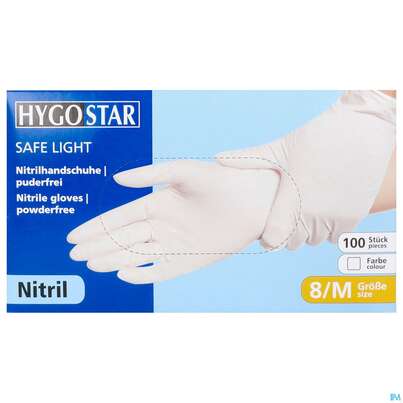 Untersuchungshandschuhe Nitril/unsteril Puderfrei/hypoallergen Safe Light Weiss M 27059 100st, A-Nr.: 3049403 - 01