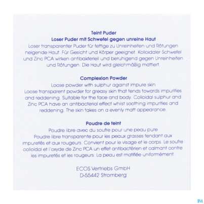 Sie sehen eine Packung Sulfoderm S Teint Gesichtspuder 20g, Produktbild: 02 Sulfoderm S Teint Gesichtspuder 20g, A-Nr.: 0645317 - 02