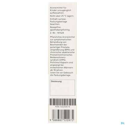 Sie sehen eine Packung Pollstimol Kapseln 30st, Produktbild: 03 Pollstimol Kapseln 30st, A-Nr.: 5520974 - 03