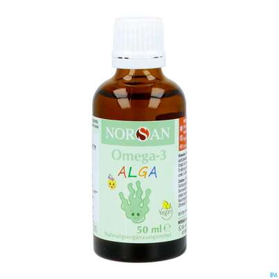 Sie sehen eine Packung Omega -3 Norsan Oel/alga F Kinder Zitrone 50ml, Produktbild: 11 Omega -3 Norsan Oel/alga F Kinder Zitrone 50ml, A-Nr.: 5825969 - 11
