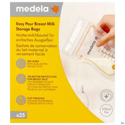 Sie sehen eine Packung Medela Muttermilchbeutel Easypour 25st, Produktbild: 01 Medela Muttermilchbeutel Easypour 25st, A-Nr.: 5909867 - 01