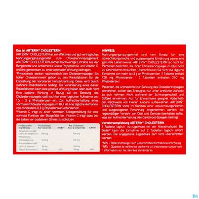 Sie sehen eine Packung Arterin Tabl Cholesterin Bergamotte/pflanzlich 50000 90st, Produktbild: 06 Arterin Tabl Cholesterin Bergamotte/pflanzlich 50000 90st, A-Nr.: 5803057 - 06