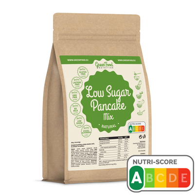 Sie sehen eine Packung GreenFood Nutrition Low Sugar Pfannkuchen 500g Natural, Produktbild: 01 GreenFood Nutrition Low Sugar Pfannkuchen 500g Natural, A-Nr.: 5633827 - 01