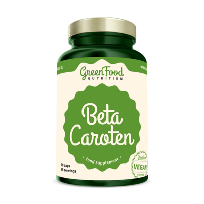 Sie sehen eine Packung GreenFood Nutrition Beta Caroten 90 Kapseln, Produktbild: 01 GreenFood Nutrition Beta Caroten 90 Kapseln, A-Nr.: 5634726 - 01