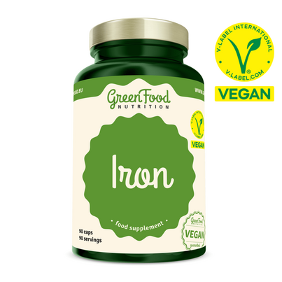 Sie sehen eine Packung GreenFood Nutrition Eisen 90 Kapseln, Produktbild: 01 GreenFood Nutrition Eisen 90 Kapseln, A-Nr.: 6004200 - 01