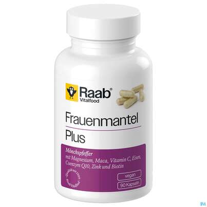 Sie sehen eine Packung Frauenmantel Kapseln Plus Raab 90st, Produktbild: 01 Frauenmantel Kapseln Plus Raab 90st, A-Nr.: 5870651 - 01