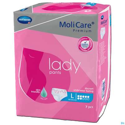 Sie sehen eine Packung Inkontinenz Molicare Premium/lady/pants Tropfen 7 Large 7st, Produktbild: 03 Inkontinenz Molicare Premium/lady/pants Tropfen 7 Large 7st, A-Nr.: 4918864 - 03