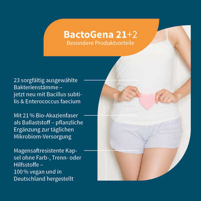 Sie sehen eine Packung NatuGena BactoGena 21+2 Kapseln, Produktbild: 02 NatuGena BactoGena 21+2 Kapseln, A-Nr.: 6011915 - 02