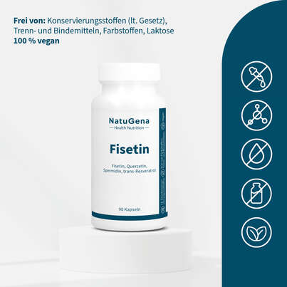 Sie sehen eine Packung NatuGena Fisetin Kapseln, Produktbild: 03 NatuGena Fisetin Kapseln, A-Nr.: 6011950 - 03