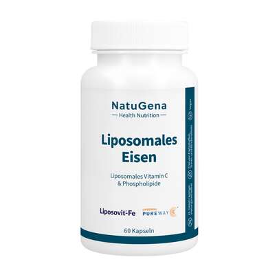 Sie sehen eine Packung NatuGena Liposomales Eisen Kapseln, Produktbild: 01 NatuGena Liposomales Eisen Kapseln, A-Nr.: 5989837 - 01
