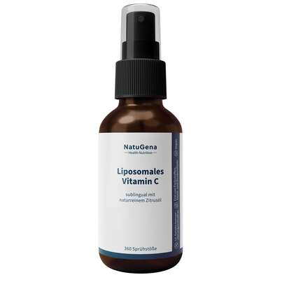 Sie sehen eine Packung NatuGena Liposomales Vitamin C Spray, Produktbild: 01 NatuGena Liposomales Vitamin C Spray, A-Nr.: 5990125 - 01