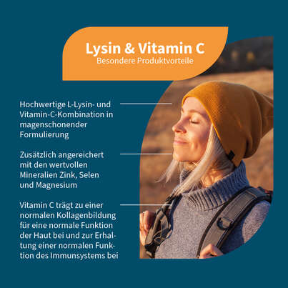 Sie sehen eine Packung NatuGena Lysin & Vitamin C Kapseln, Produktbild: 02 NatuGena Lysin & Vitamin C Kapseln, A-Nr.: 5989895 - 02