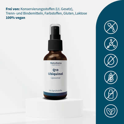 Sie sehen eine Packung NatuGena Q10 Ubiquinol 20 ml Spray, Produktbild: 03 NatuGena Q10 Ubiquinol 20 ml Spray, A-Nr.: 6011803 - 03