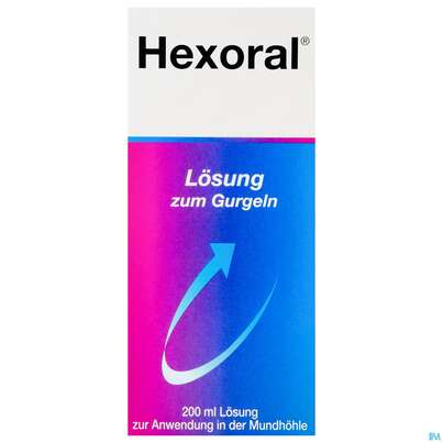 Sie sehen eine Packung Hexoral Lsg Z Gurgeln 200ml, Produktbild: 01 Hexoral Lsg Z Gurgeln 200ml, A-Nr.: 4459540 - 01