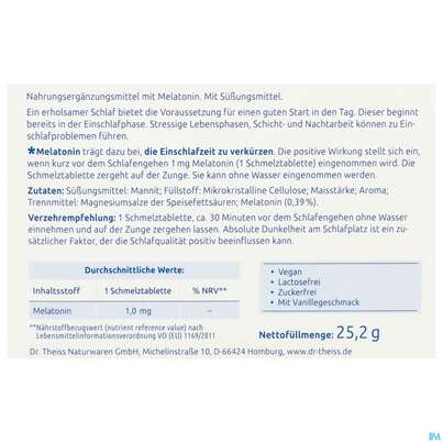 Melatonin Einschlaf-schmelztabl Dr.theiss 90st, A-Nr.: 5876547 - 04