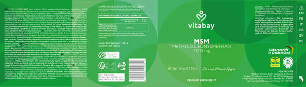 Vitabay MSM - Methylsulfonylmethan 1.000 mg, A-Nr.: 6049013 - 09