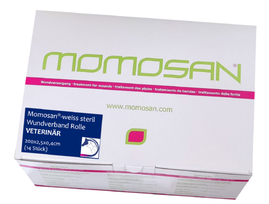 Sie sehen eine Packung MOMOSAN-weiss steril Wundverband Rolle VETERINÄR 200x2,5x0,4cm 14 Stück, Produktbild: 01 MOMOSAN-weiss steril Wundverband Rolle VETERINÄR 200x2,5x0,4cm 14 Stück, A-Nr.: 5959256 - 01