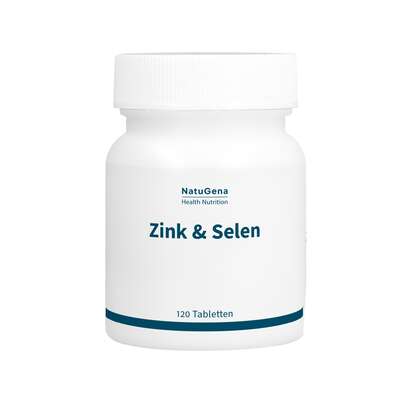 Sie sehen eine Packung NatuGena Zink & Selen Tabletten, Produktbild: 01 NatuGena Zink & Selen Tabletten, A-Nr.: 5404251 - 01