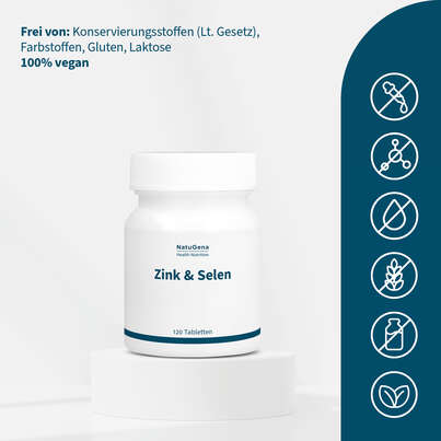 Sie sehen eine Packung NatuGena Zink & Selen Tabletten, Produktbild: 03 NatuGena Zink & Selen Tabletten, A-Nr.: 5404251 - 03