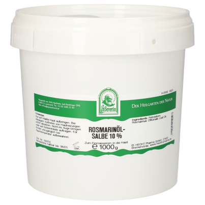 Sie sehen eine Packung ROSMARINÖLSALBE 10% 1000 G, Produktbild: 01 ROSMARINÖLSALBE 10% 1000 G, A-Nr.: 5072501 - 01