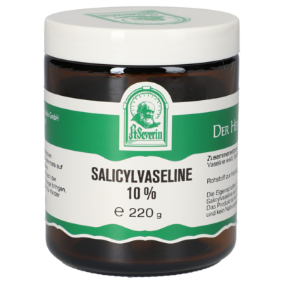 Sie sehen eine Packung SALICYLVASELINE 10% 220 G, Produktbild: 01 SALICYLVASELINE 10% 220 G, A-Nr.: 5237391 - 01