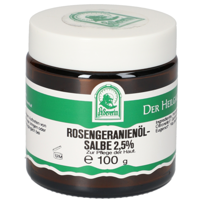 Sie sehen eine Packung ROSENGERANIENÖLSALBE 2,5% 100 G, Produktbild: 01 ROSENGERANIENÖLSALBE 2,5% 100 G, A-Nr.: 5901647 - 01