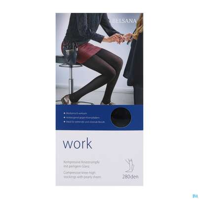 Sie sehen eine Packung Stuetzstruempfe Belsana/work Ag Schenkel Gr L Schwarz 2st, Produktbild: 01 Stuetzstruempfe Belsana/work Ag Schenkel Gr L Schwarz 2st, A-Nr.: 5233938 - 01