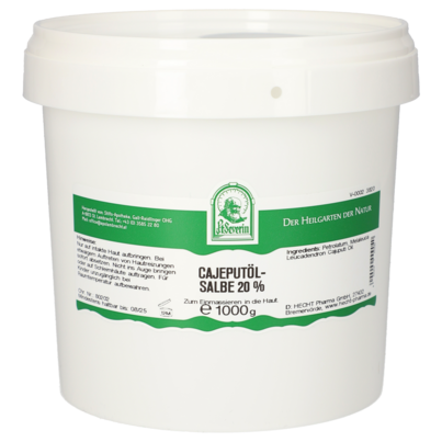 Sie sehen eine Packung CAJEPUTOEL SALBE 20% 1000 G, Produktbild: 01 CAJEPUTOEL SALBE 20% 1000 G, A-Nr.: 4946636 - 01