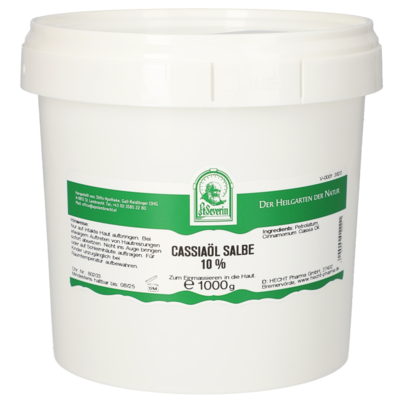 Sie sehen eine Packung CASSIAÖL SALBE 10% 1000 G, Produktbild: 01 CASSIAÖL SALBE 10% 1000 G, A-Nr.: 5303840 - 01